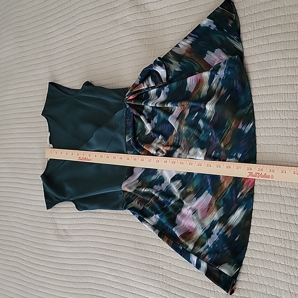 RACHEL ROY Size 0 Romper Dress Deep Green on the Top with Watercolors on Skort - Picture 10 of 13